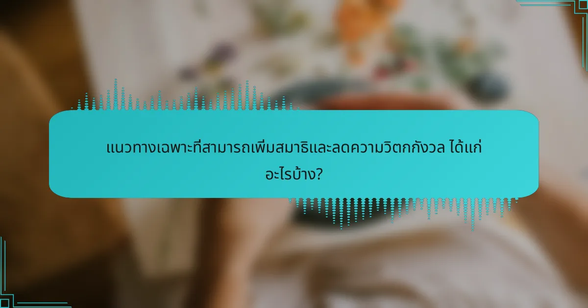 แนวทางเฉพาะที่สามารถเพิ่มสมาธิและลดความวิตกกังวล ได้แก่ อะไรบ้าง?